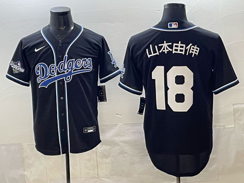 Men 2025 Los Angeles Dodgers #18 Yamamoto Black Game Nike MLB Jersey 04